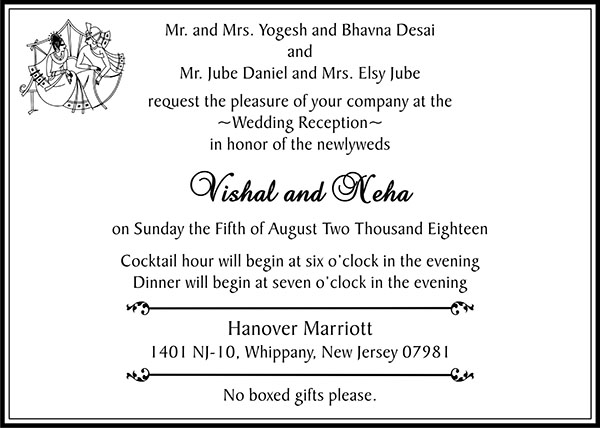 Interfaith wedding invitation wording 5A - Parekh Cards